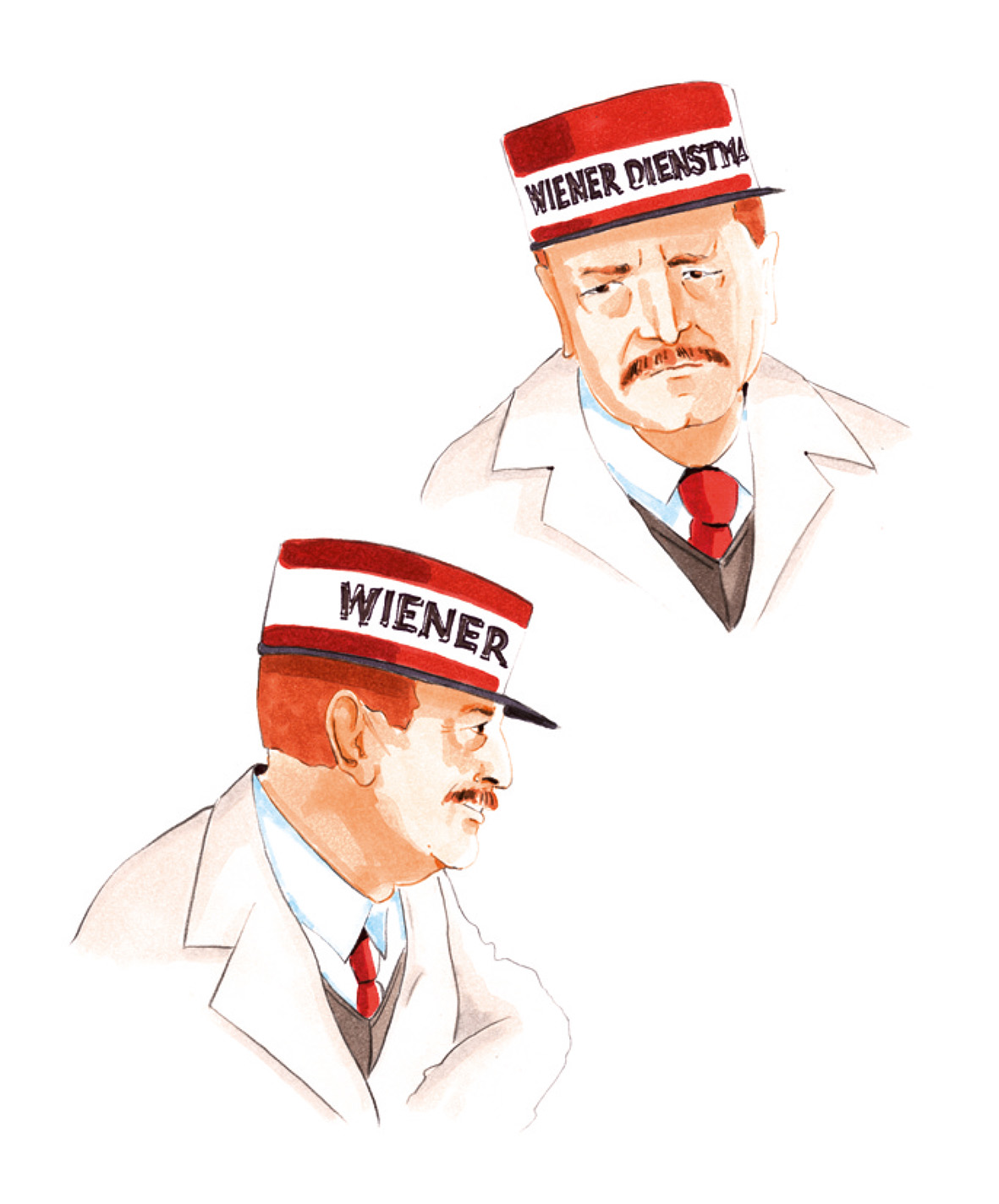 hans moser, illustration, character-design, wiener prater, wachsfigurenkabinett